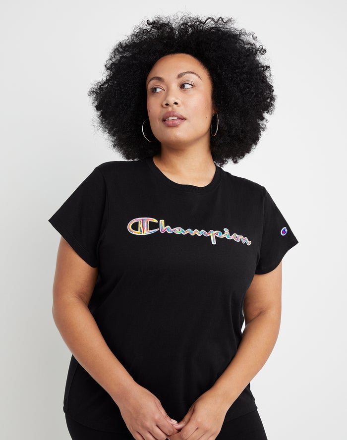 Camiseta Champion Mujer - Plus Classic Brush Stroke Script Logo ( Negras ) 8139024-XS